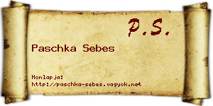 Paschka Sebes névjegykártya